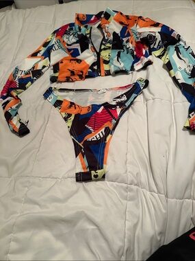 Colorful Abstract Print Two-Piece Swim Set
